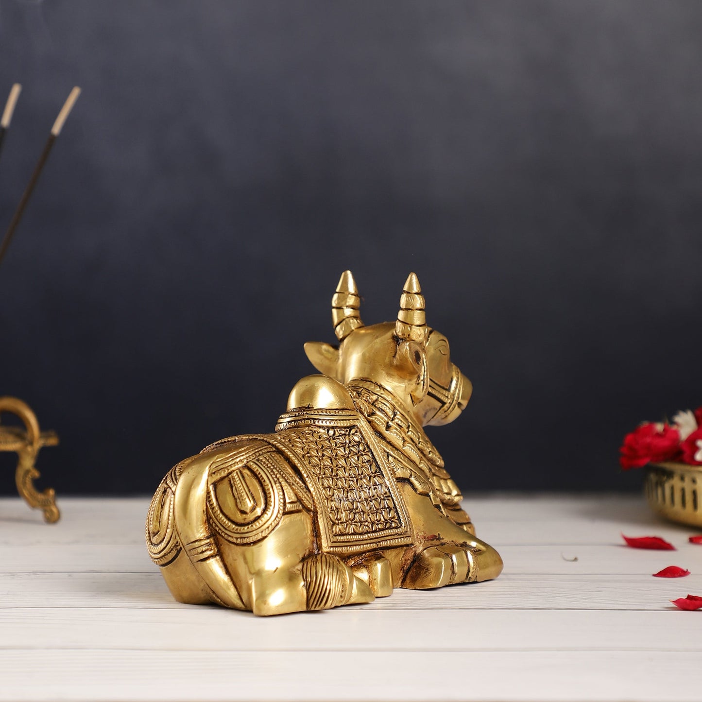 Finely Crafted Brass Nandi Bull Idol | 7 inch