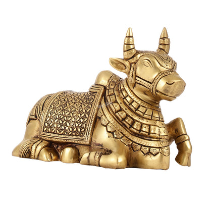 Finely Crafted Brass Nandi Bull Idol | 7 inch