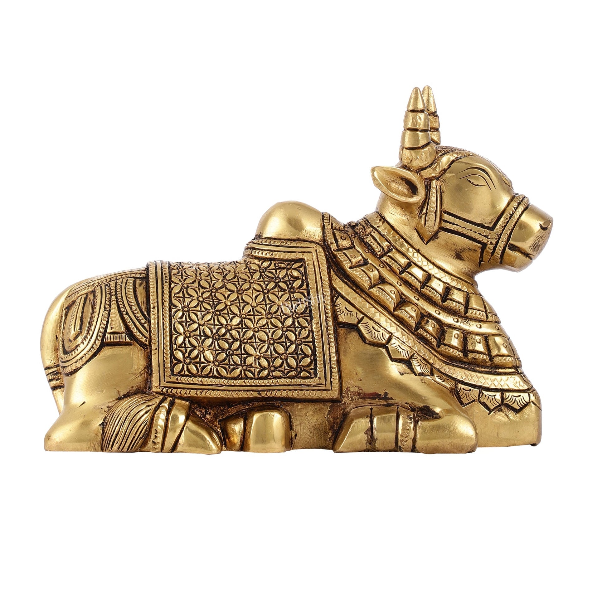Finely Crafted Brass Nandi Bull Idol | 7 inch