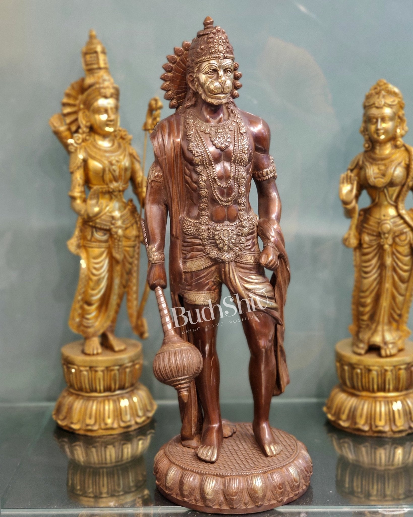 Finely Crafted Brass Statue of Lord Hanuman | Standing 24"tall