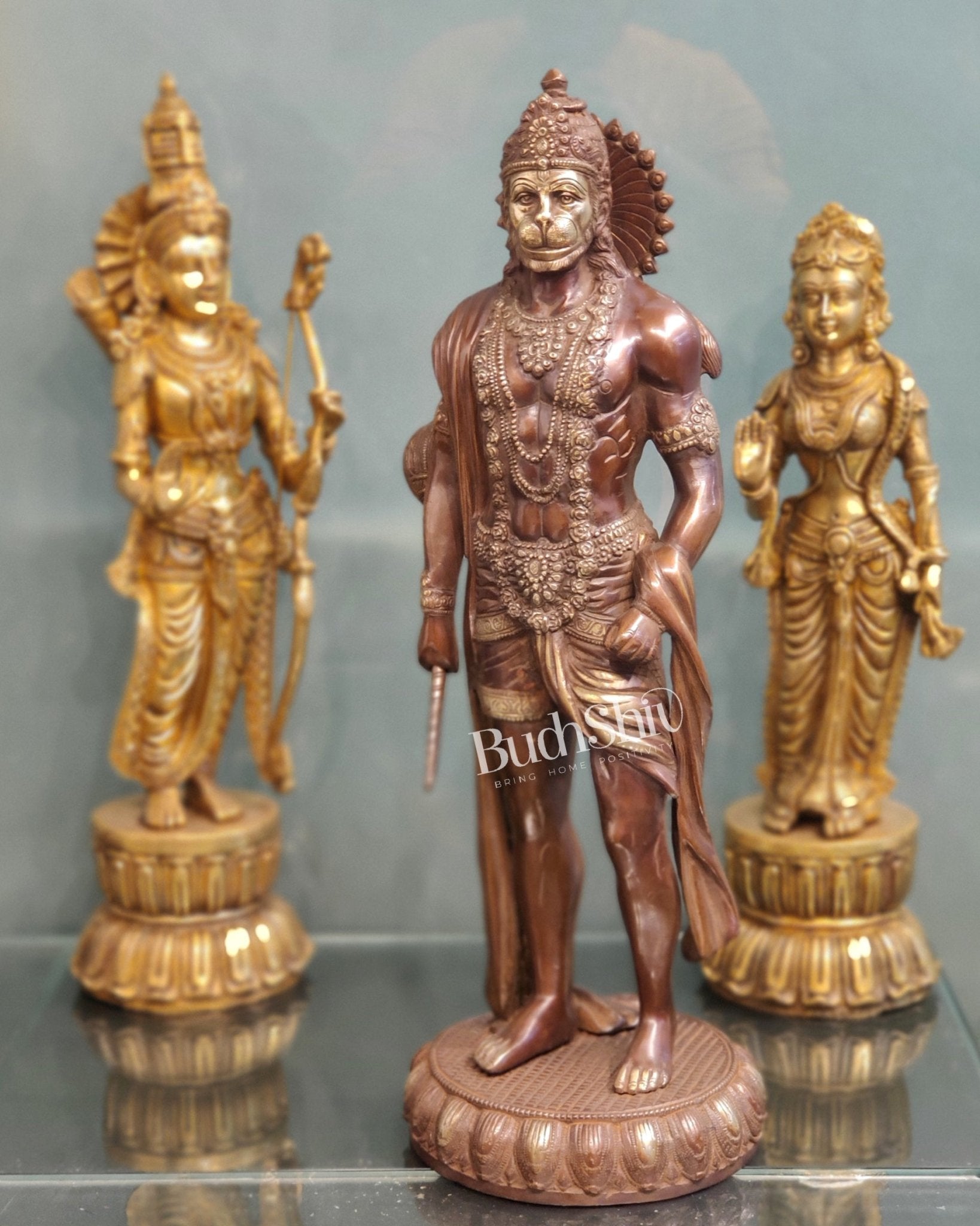 Finely Crafted Brass Statue of Lord Hanuman | Standing 24"tall