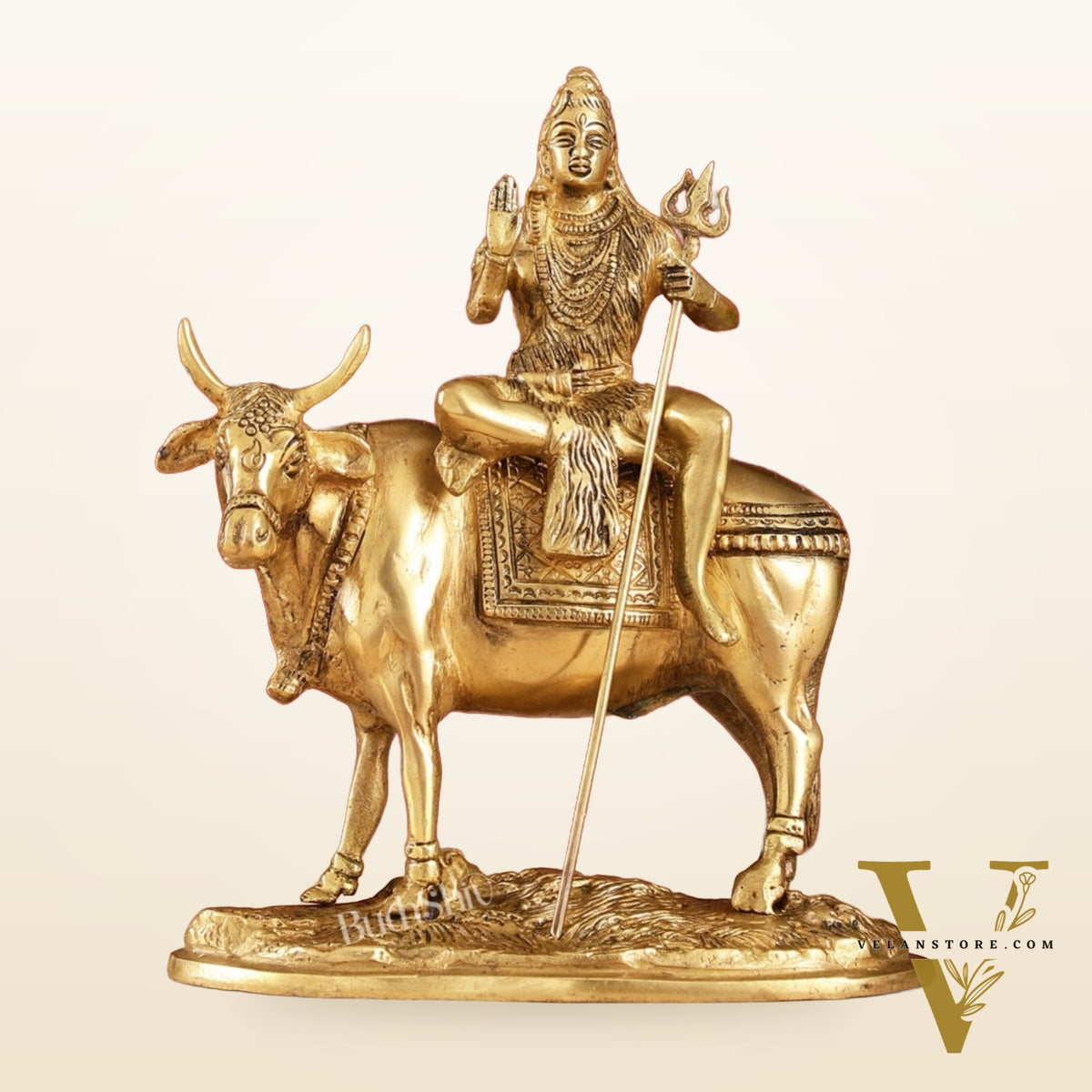 Finely Crafted Lord Shiva Seated on Nandi Brass Idol | Divine Presence 10"