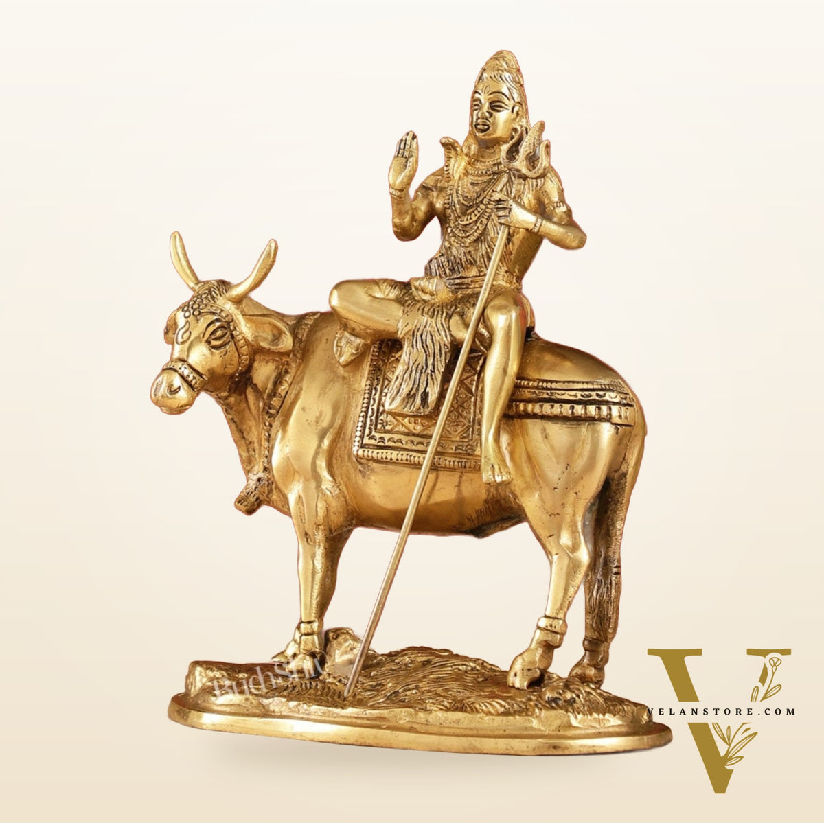 Finely Crafted Lord Shiva Seated on Nandi Brass Idol | Divine Presence 10"