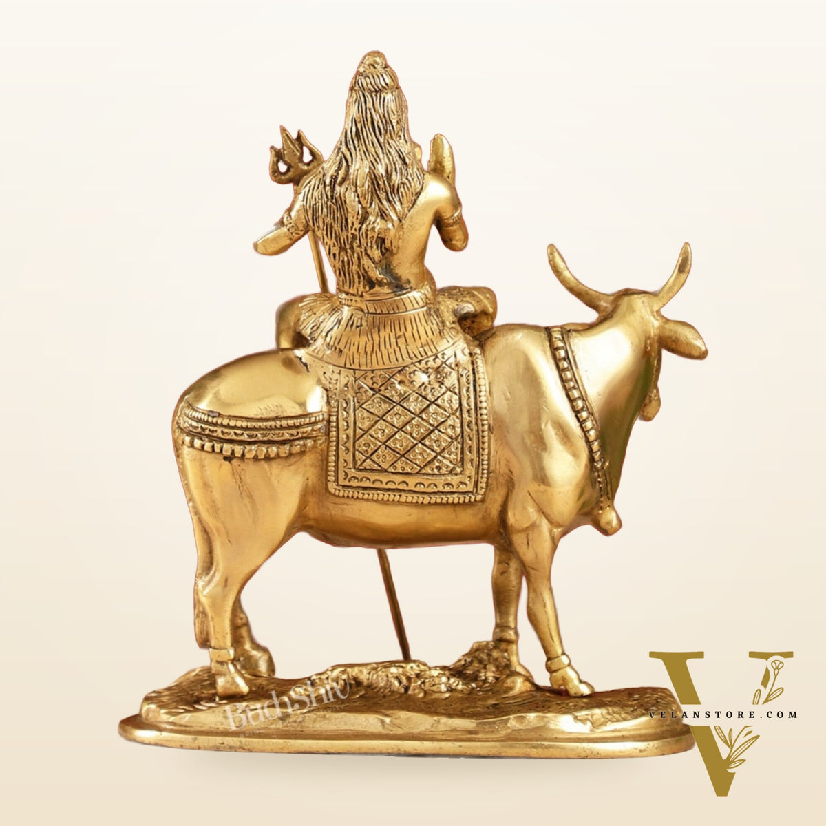Finely Crafted Lord Shiva Seated on Nandi Brass Idol | Divine Presence 10"