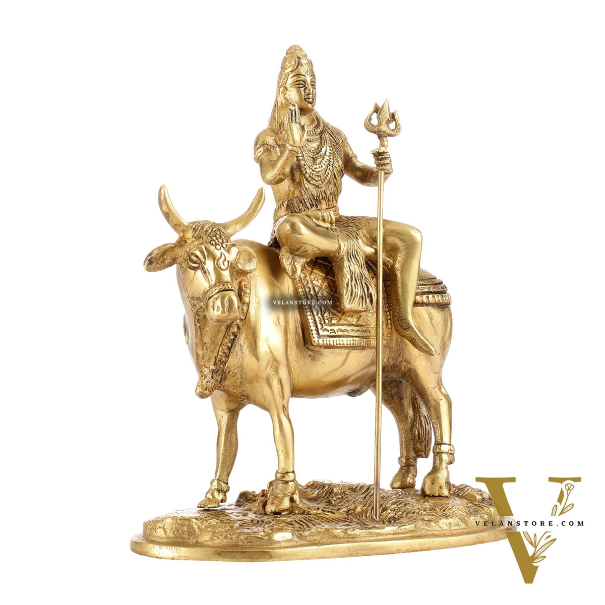 Finely Crafted Lord Shiva Seated on Nandi Brass Idol | Divine Presence 10"