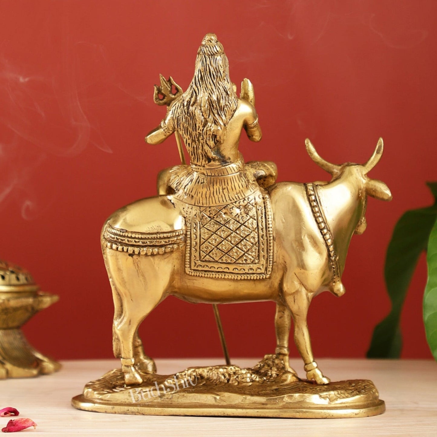 Finely Crafted Lord Shiva Seated on Nandi Brass Idol | Divine Presence 10"