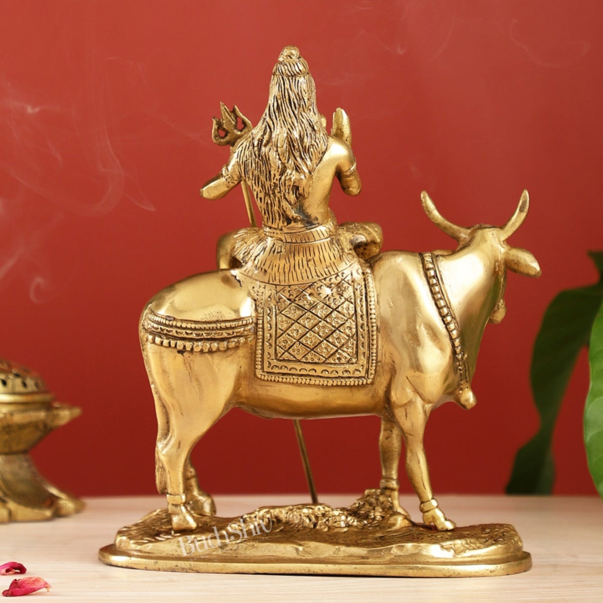 Finely Crafted Lord Shiva Seated on Nandi Brass Idol | Divine Presence 10"