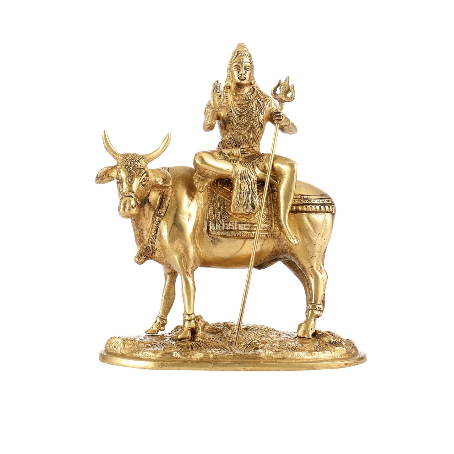Finely Crafted Lord Shiva Seated on Nandi Brass Idol | Divine Presence 10"