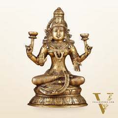Finely Crafted Pure Brass Goddess Lakshmi Idol 10"
