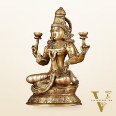Finely Crafted Pure Brass Goddess Lakshmi Idol 10"