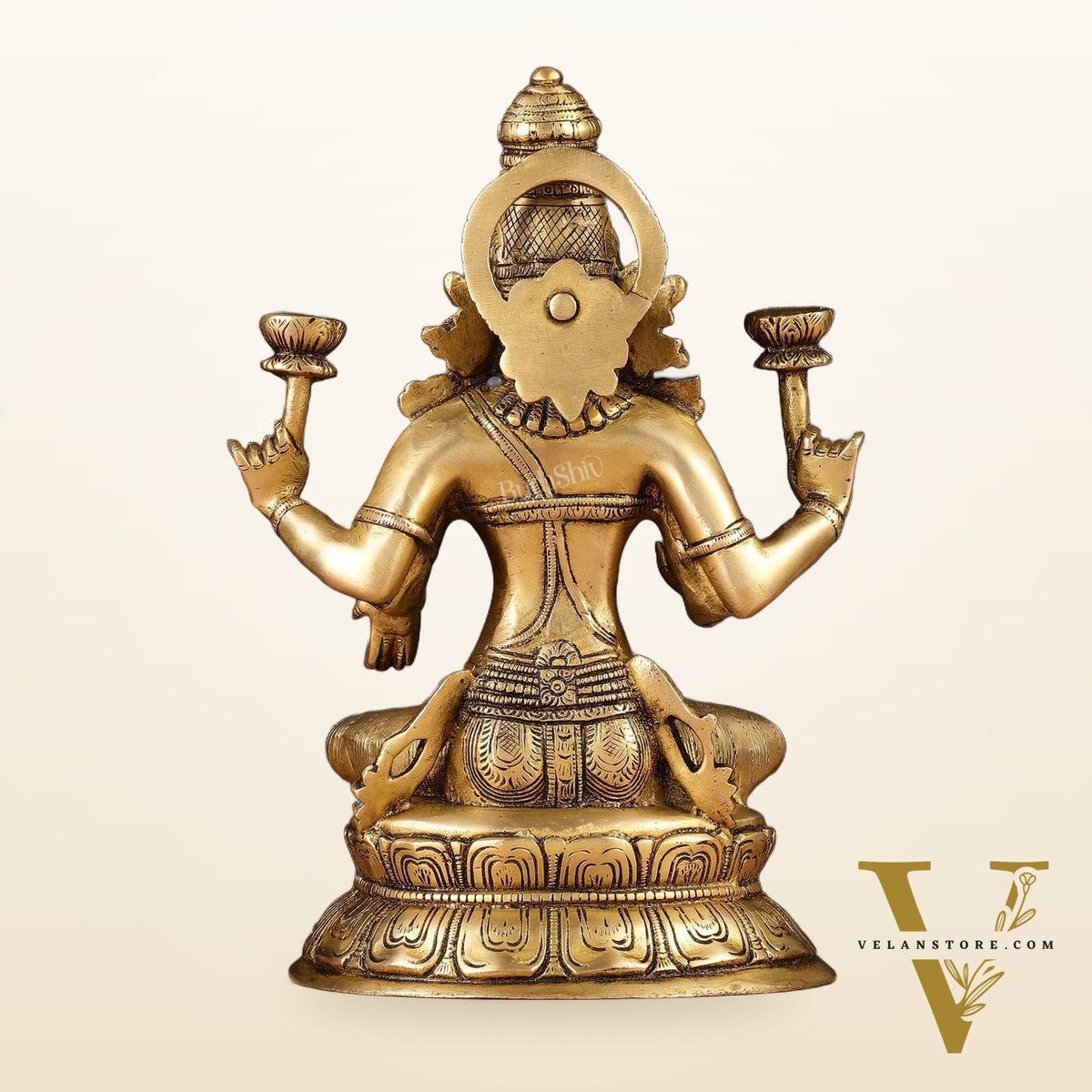 Finely Crafted Pure Brass Goddess Lakshmi Idol 10"