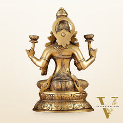 Finely Crafted Pure Brass Goddess Lakshmi Idol 10"
