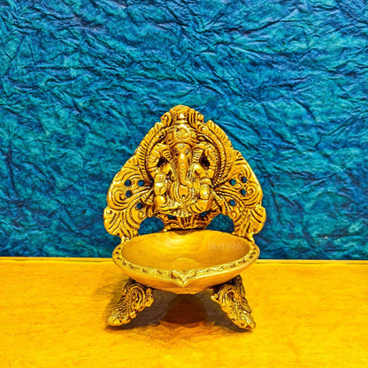 Finely Handcrafted Ganesha and Lakshmi Idols with Prabhavali Diyas