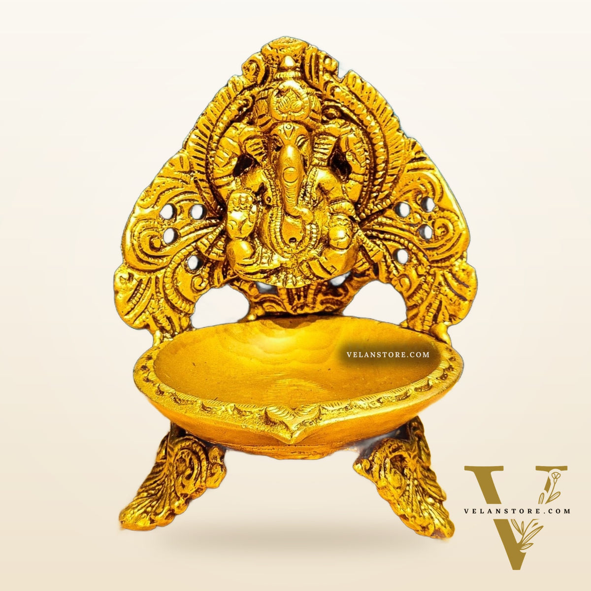 Finely Handcrafted Ganesha and Lakshmi Idols with Prabhavali Diyas