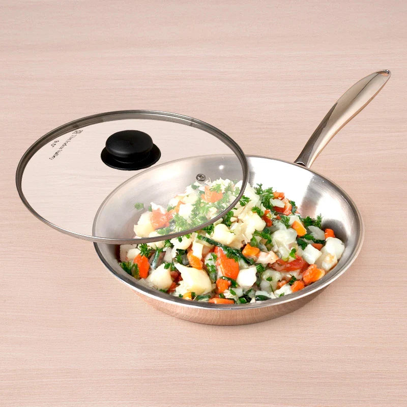 TurboCuk Tri-ply Stainless Steel Fry Pan+ Glass Lid, Premium Quality, 3 Layer Thick Body, 100% Toxin-free, Non-stick, Induction & Gas, 1.5/1.7/1.9L