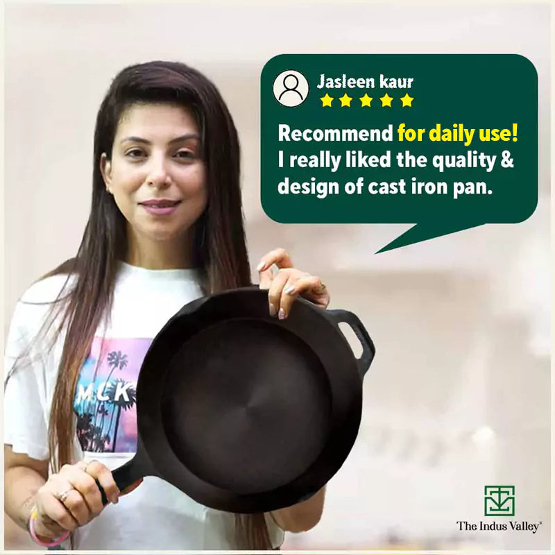 Super Smooth Cast Iron Fry Pan, 100% Pure, Toxin-free,Pre-seasoned, Induction, Non-stick, 20.3/25.4cm, 1.3/1.7L