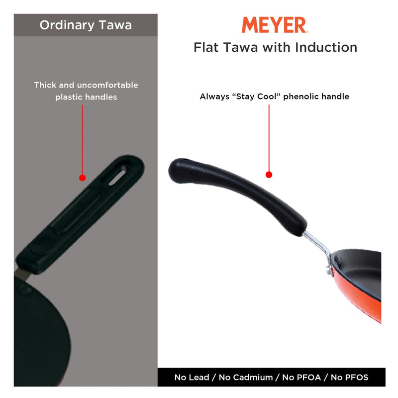 Meyer Flat Tawa Induction, 28cm/3mm Thick, Orange