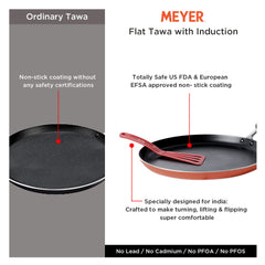Meyer Flat Tawa Induction, 28cm/3mm Thick, Orange