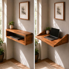 Wall Mounted Foldable Floating Desk, Space Saving Storage Shelf to Study & Laptop Table