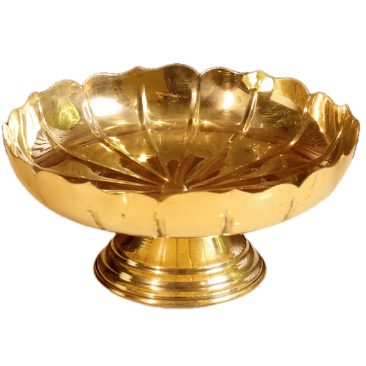 பாரம்பரிய அலங்காரம் மற்றும் பண்டிகை பயன்பாட்டிற்காக கைவினைப் பொருட்களால் செய்யப்பட்ட பித்தளை மலர் கூடை