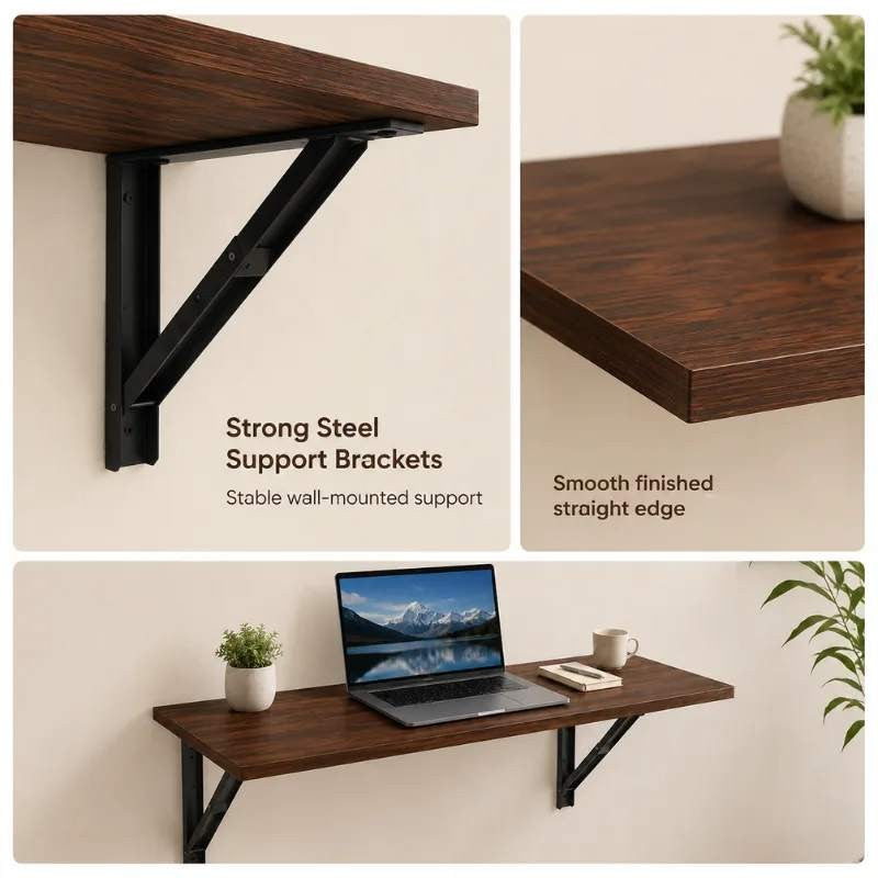 Wizz Live Edge Solid Wood Wall Mounted Foldable Office / Study Desk