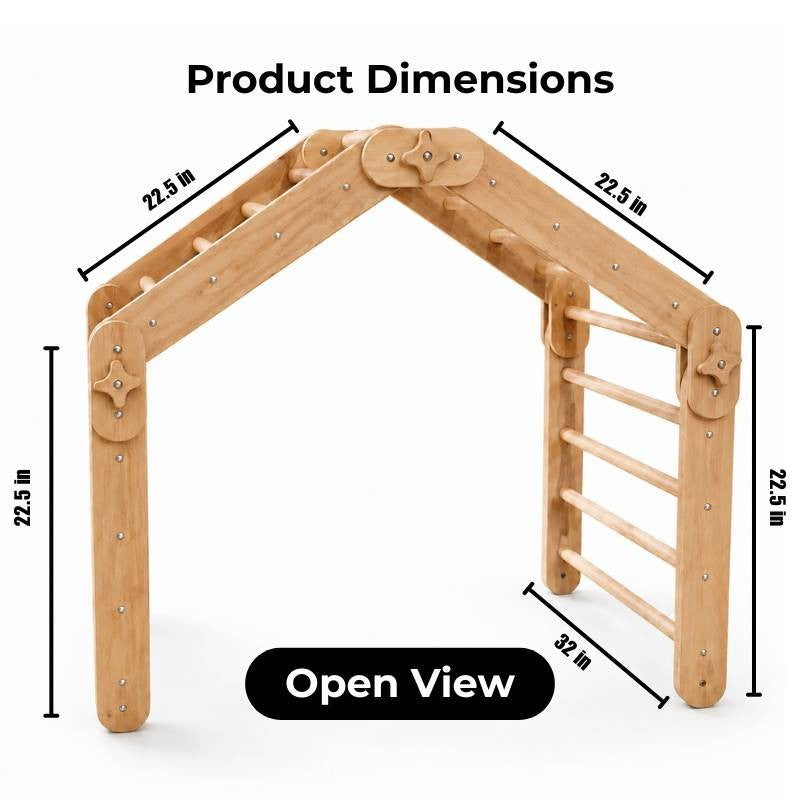 Natural Wood Multi-Shape Convertible Montessori Climbing Frame for Kids