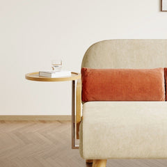 Mid-Century Beige Modern Rattan Daybed Full Folding Sofa Cum Bed, 3-Seater Convertible Sleeper Lounge Chair with Wooden Side Tray