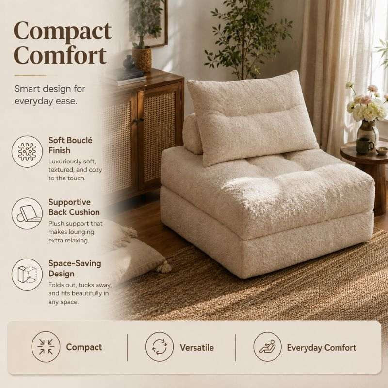 Fold Out Futon Chair | Foldable Single Sofa Bed for Guests