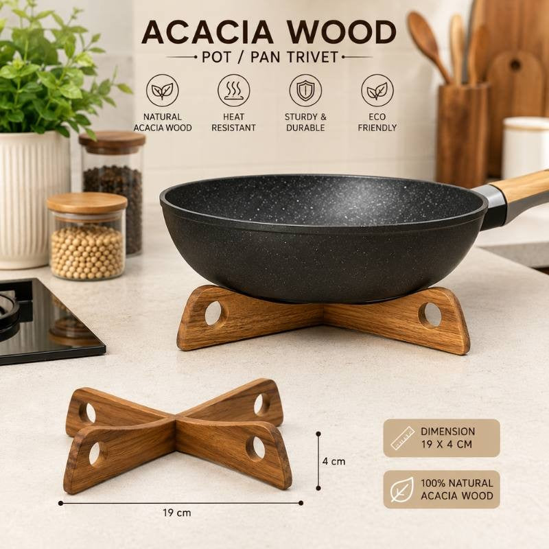 Acacia Wood Detachable Trivet for Hot Pots & Pans, Wooden Table Heat Protector Stand