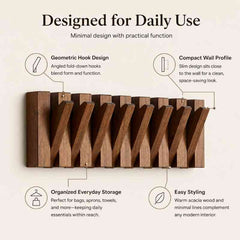 Acacia Wood Foldable Wall Hook Rack – Flip-Down Coat, Suit & Key Hanger (Space-Saving)