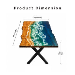 Live Edge Ocean Wave Epoxy Resin Dining Table, Custom Dining Table | Custom Wood Resin Furniture, Live Edge Wood & Blue Resin Art Table | Coastal Style Dining Table