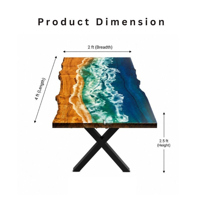 Live Edge Ocean Wave Epoxy Resin Dining Table, Custom Dining Table | Custom Wood Resin Furniture, Live Edge Wood & Blue Resin Art Table | Coastal Style Dining Table