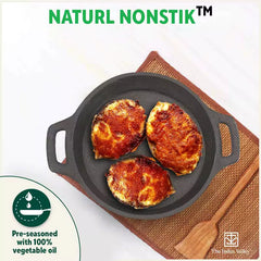 CASTrong Cast Iron Fish Fry Pan, Pre-seasoned, Nonstick, 100% Pure, Toxin-free, Induction, 22.4/25cm, 1.5kg/2kg