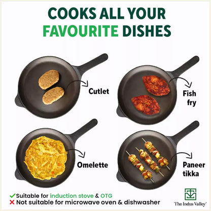 Super Smooth Cast Iron Shallow Fry Pan,Pre-seasoned, Nonstick, 100% Pure, Toxin-free, Induction, 24.6 cm, 1.6kg