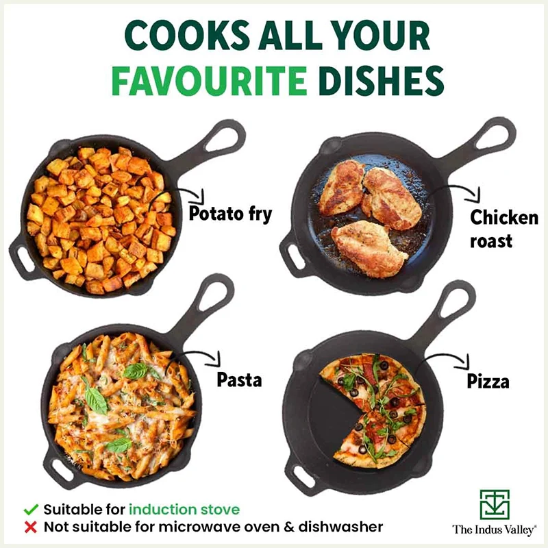 CASTrong Cast Iron Fry Pan/Skillet,Pre-seasoned, Nonstick, 100% Pure, Toxin-free, Induction, 23cm, 1.4L, 2.4kg
