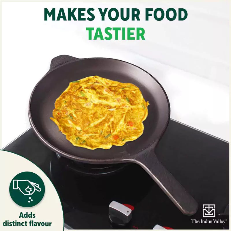 Super Smooth Cast Iron Shallow Fry Pan,Pre-seasoned, Nonstick, 100% Pure, Toxin-free, Induction, 24.6 cm, 1.6kg