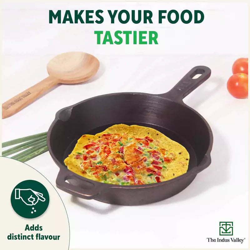 Super Smooth Cast Iron Fry Pan, 100% Pure, Toxin-free,Pre-seasoned, Induction, Non-stick, 20.3/25.4cm, 1.3/1.7L
