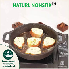 CASTrong Cast Iron Fry Pan, 2 Handles, Pre-seasoned, Nonstick, 100% Pure, Toxin-free, Induction, 24.6cm, 1.8L, 2.6kg