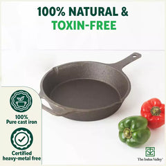 CASTrong Cast Iron Fry Pan, Pre-seasoned, Nonstick, 100% Pure, Toxin-free, Induction, 25.4cm, 1.9L, 2.9kg