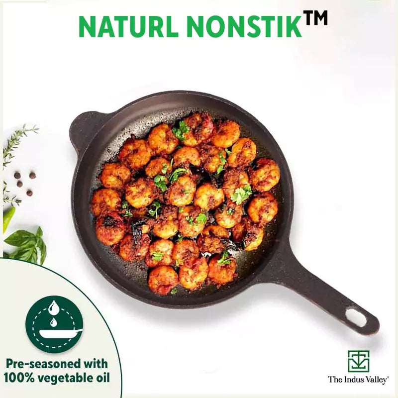 Super Smooth Cast Iron Shallow Fry Pan,Pre-seasoned, Nonstick, 100% Pure, Toxin-free, Induction, 24.6 cm, 1.6kg