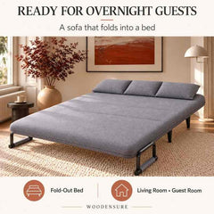 3 Seater Folding Sofa Come Bed, Full Convertible Sofa Bed for Living Room & Guest Room, Triple Seat Sleeper Sofa, Space Saving Recliner Bed