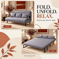 3 Seater Folding Sofa Come Bed, Full Convertible Sofa Bed for Living Room & Guest Room, Triple Seat Sleeper Sofa, Space Saving Recliner Bed