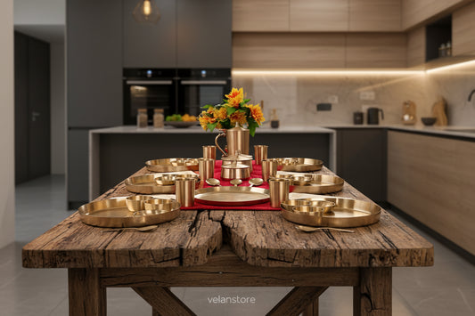 Royal 50-Piece Pure Kansa Bronze Dinner Set