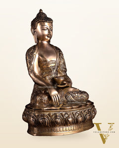 Fully Engraved Brass Buddha Statue – Life Story & Dragon Motifs | Rare Bleeding Brass Finish