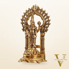 Fully Engraved Superfine Brass Lord Venkateshwara Swamy Standing on Tortoise with Prabhavali 17"