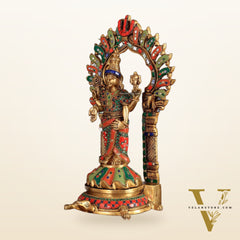 Fully Engraved Superfine Brass Lord Venkateshwara Swamy Standing on Tortoise with Prabhavali 17"