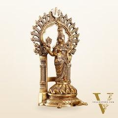 Fully Engraved Superfine Brass Lord Venkateshwara Swamy Standing on Tortoise with Prabhavali 17"