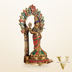 Fully Engraved Superfine Brass Lord Venkateshwara Swamy Standing on Tortoise with Prabhavali 17"