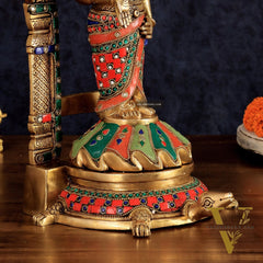 Fully Engraved Superfine Brass Lord Venkateshwara Swamy Standing on Tortoise with Prabhavali 17"