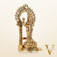 Fully Engraved Superfine Brass Lord Venkateshwara Swamy Standing on Tortoise with Prabhavali 17"